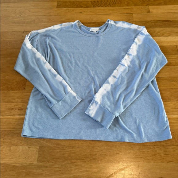 P.J. Salvage Blue Tie Dye Stripe Oversized Women's Lounge Sweatshirt Top XL - Picture 3 of 7